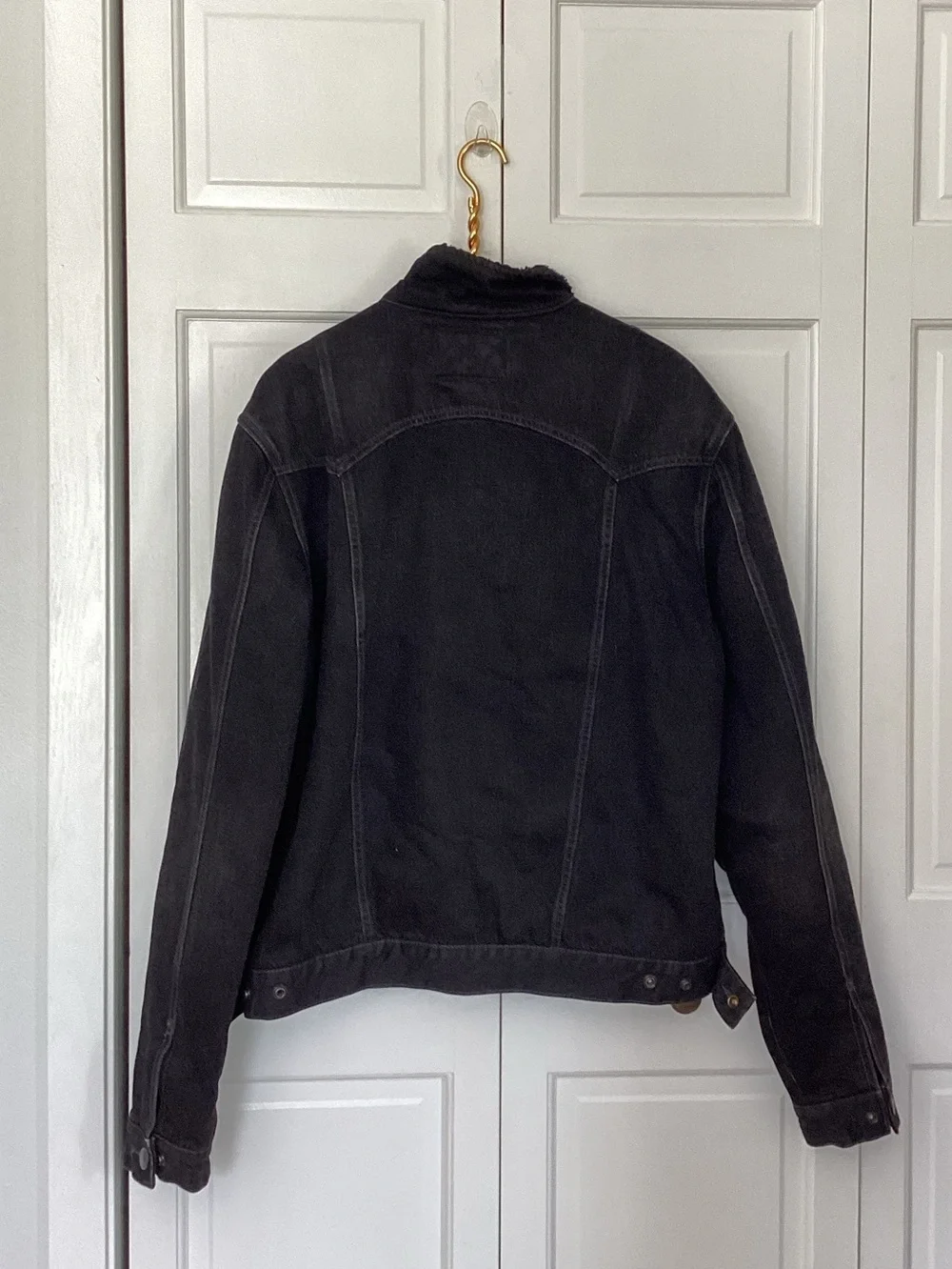 True Religion Black Denim Sherpa Collared Trucker Sherpa Jacket Mens XXL